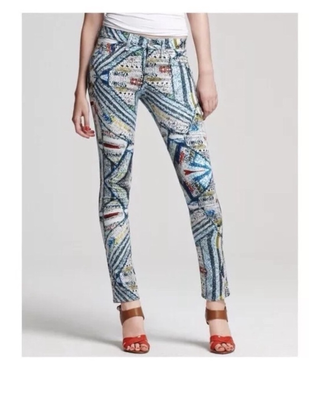 rag & bone Geometric Surf Print 5 Pocket Skinny Pants